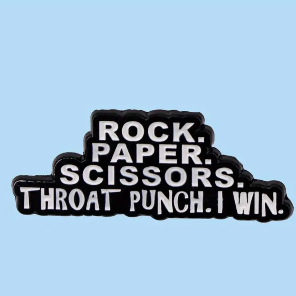 Black and White Rock Paper Scissors Pin